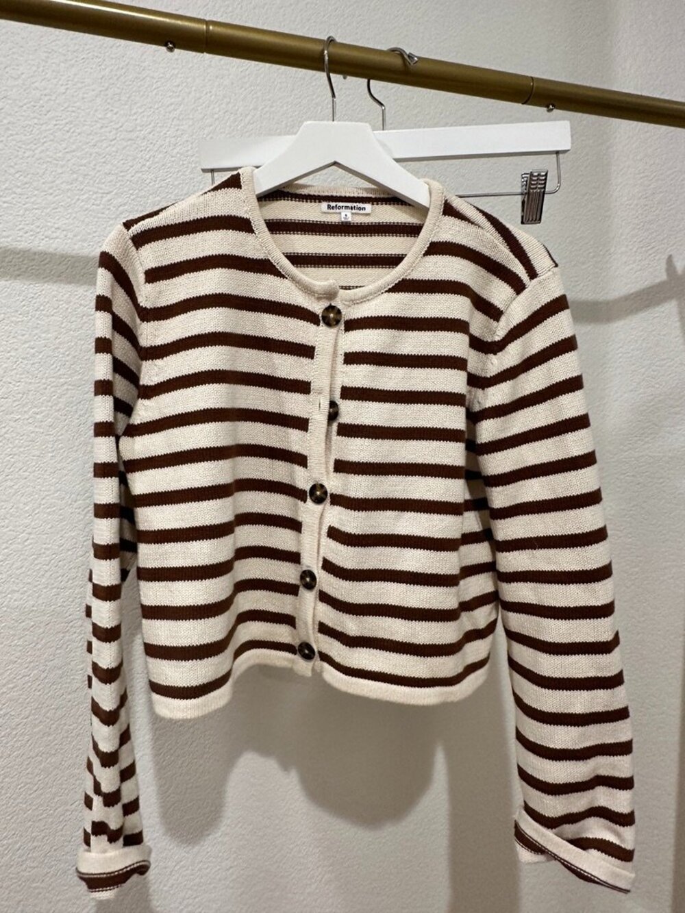 Reformation Striped Cotton Cardigan